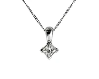 18K White Gold 0.15cttw Princess Cut Canadian Diamond Pendant, 18"