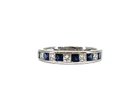 14K White Gold 0.65cttw Genuine Sapphire & 0.39cttw Diamonds Ring, size 6.5