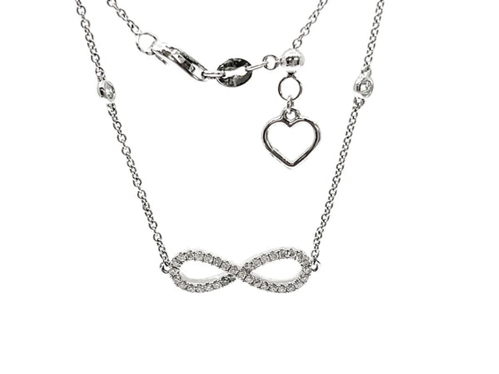 14K White Gold 0.28cttw Infinity Diamond Bracelet - 7 Inches