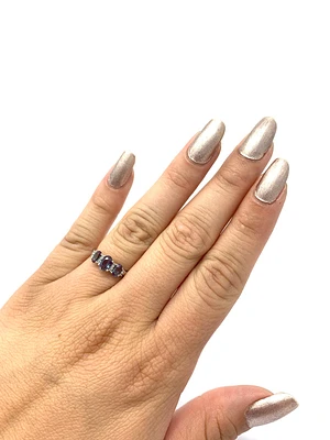 Created Alexandrite and Diamond Ring