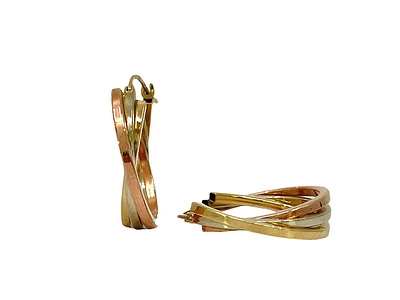10K Tri Tone Hoop Earrings