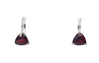 10K White Gold 3.25cttw Trillion Cut Garnet Lever Back Earring