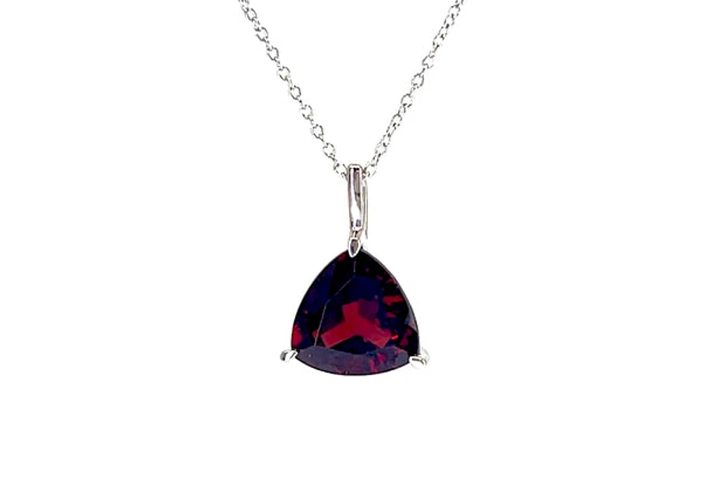 10K White Gold 2.95cttw Garnet Pendant with Rolo Chain - 18 Inches