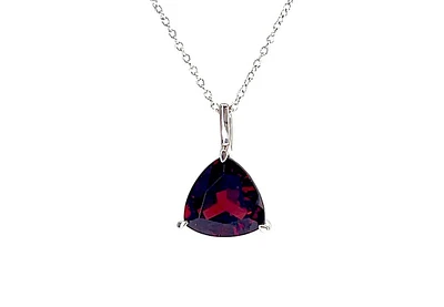 10K White Gold 2.95cttw Garnet Pendant with Rolo Chain - 18 Inches