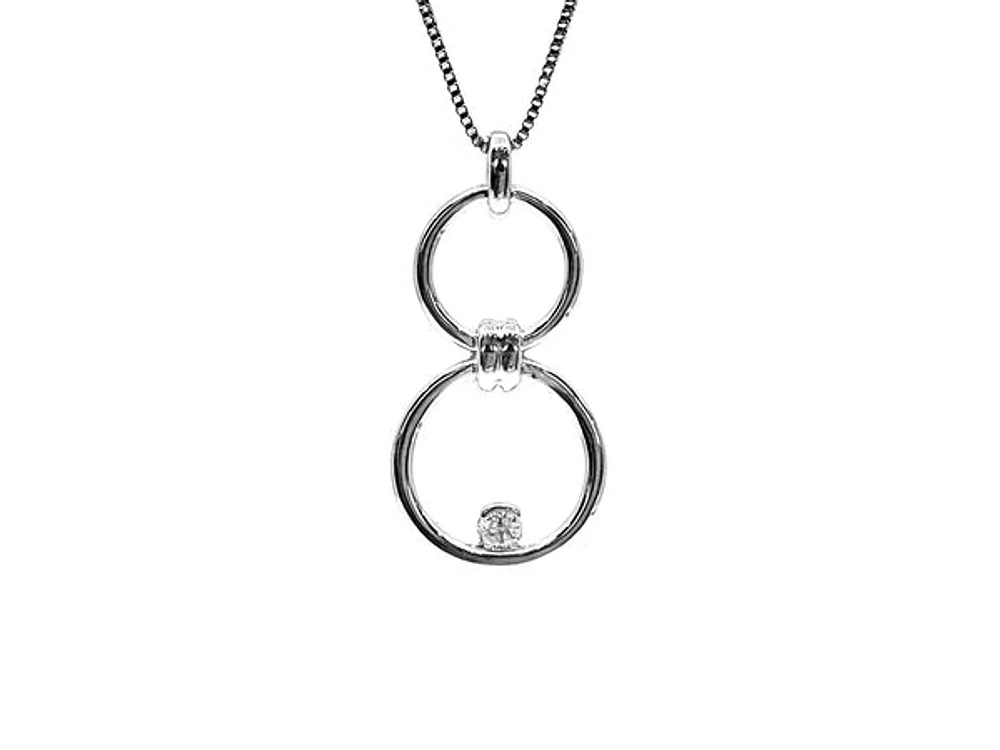 Sterling Silver 0.11cttw Diamond Double Infinity / Circle Necklace, 18"