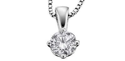 14K White Gold 0.30cttw Round Cut Canadian Diamond Pendant, 18”