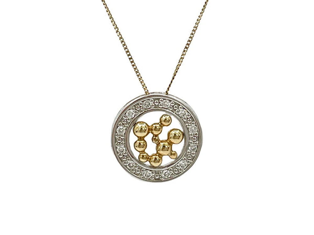 10K White & Yellow Gold 0.12cttw Diamond Pendant, 18"