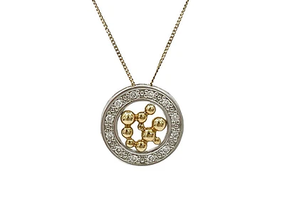10K White & Yellow Gold 0.12cttw Diamond Pendant, 18"