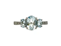 10K White Gold 1.40cttw Genuine Aquamarine and 0.04cttw Diamond Ring, size 7