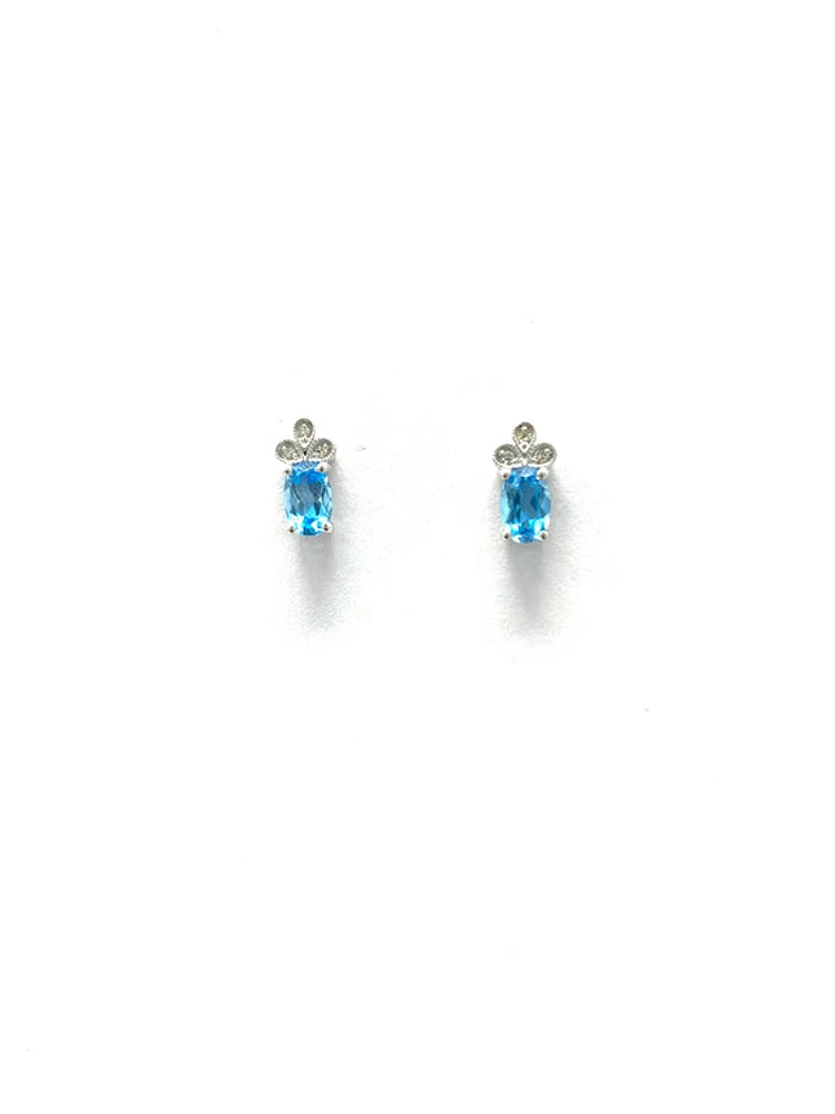 Blue Topaz & Diamond Earrings