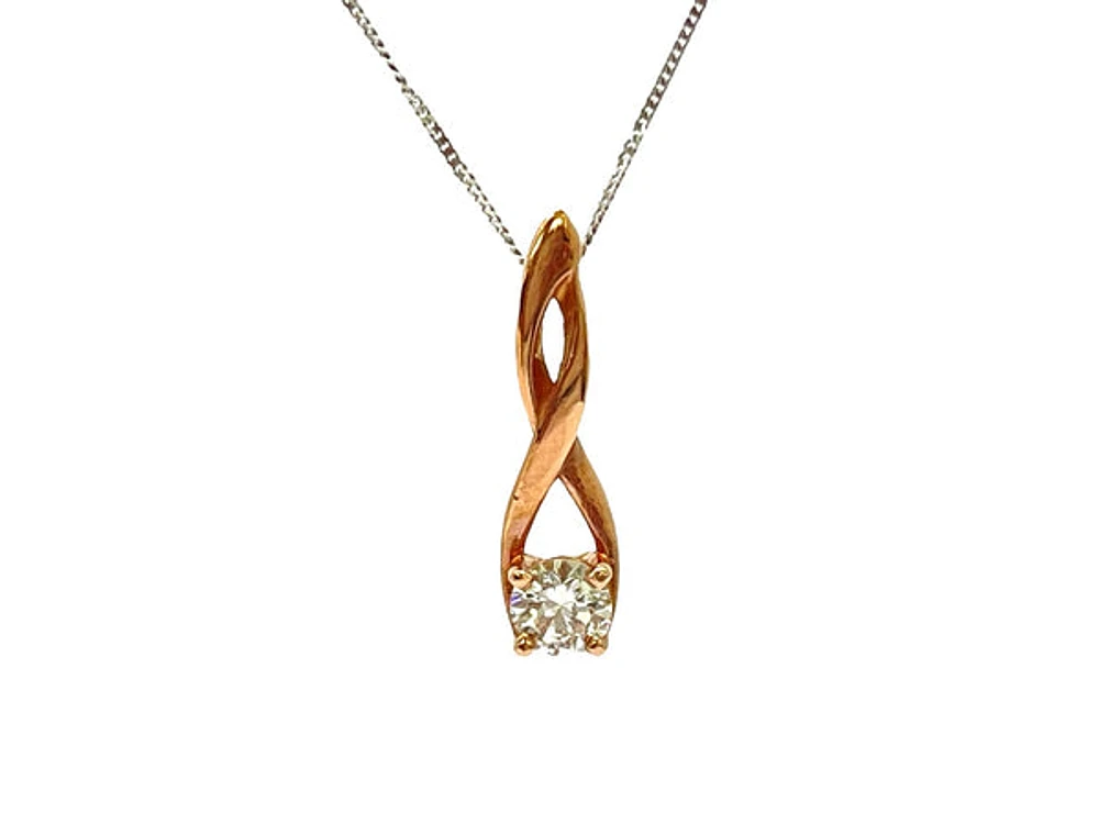 10K White and Rose Gold 0.30cttw Diamond Pendant,  18"