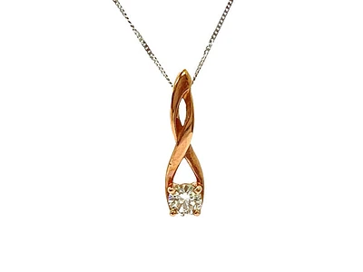 10K White and Rose Gold 0.30cttw Diamond Pendant,  18"