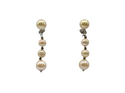 14K White Gold Cultured Pearl Dangle Earrings