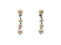 14K White Gold Cultured Pearl Dangle Earrings