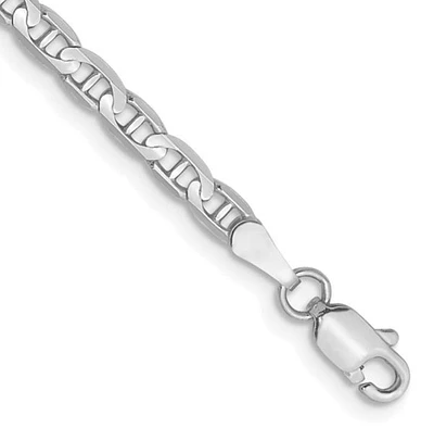14K White Gold 3mm Concave Anchor Chain