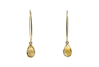 14K Yellow Gold Citrine Earrings 37mm