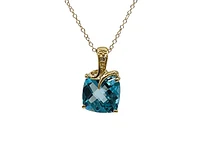 10K Yellow Gold 8mm Swiss Blue Topaz and 0.005cttw Diamond Necklace - 18 Inches