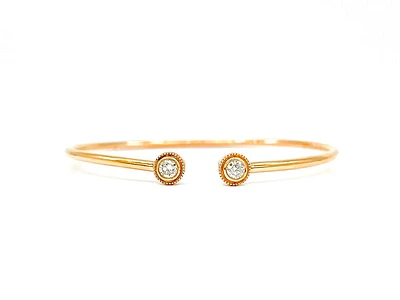 14K Rose Gold 0.24cttw Diamond Cuff Bangle, 6.5"