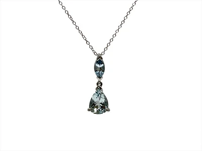 10K Gold 0.75cttw Genuine Aquamarine Pendant