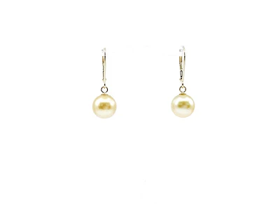 14K Yellow Gold South Sea Pearl 9-10mm Earrings
