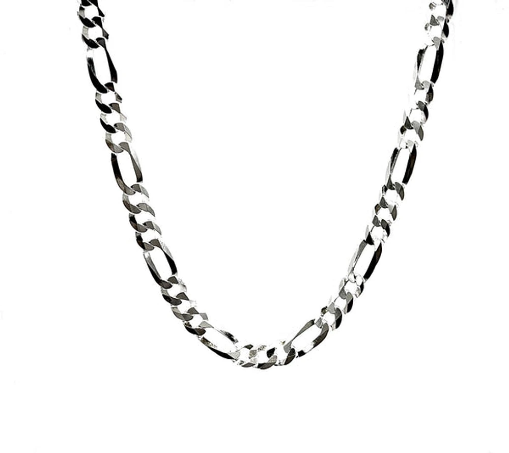925 Sterling Silver Chain Figaro with Diamond Cut - 22" - 5.6mm