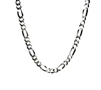 925 Sterling Silver Chain Figaro with Diamond Cut - 22" - 5.6mm