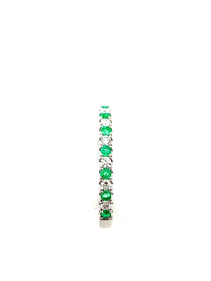 14K White Gold Emerald and Diamond Ring-Size 6.5