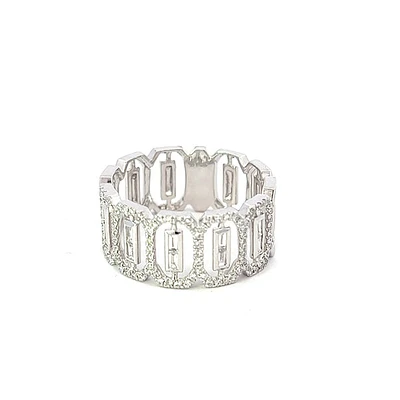14K White Gold 0.39cttw Diamond Round and Baguette Cut Ring