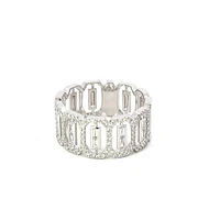 14K White Gold 0.39cttw Diamond Round and Baguette Cut Ring