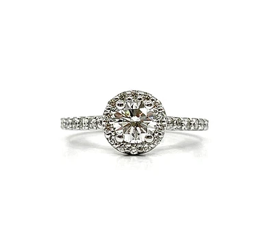 14K White Gold 1.16cttw Diamond Halo Engagement Ring - Size 6.5