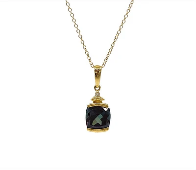 10K Yellow Gold 1.00cttw Created Alexandrite and 0.01cttw Diamond Necklace, 18"