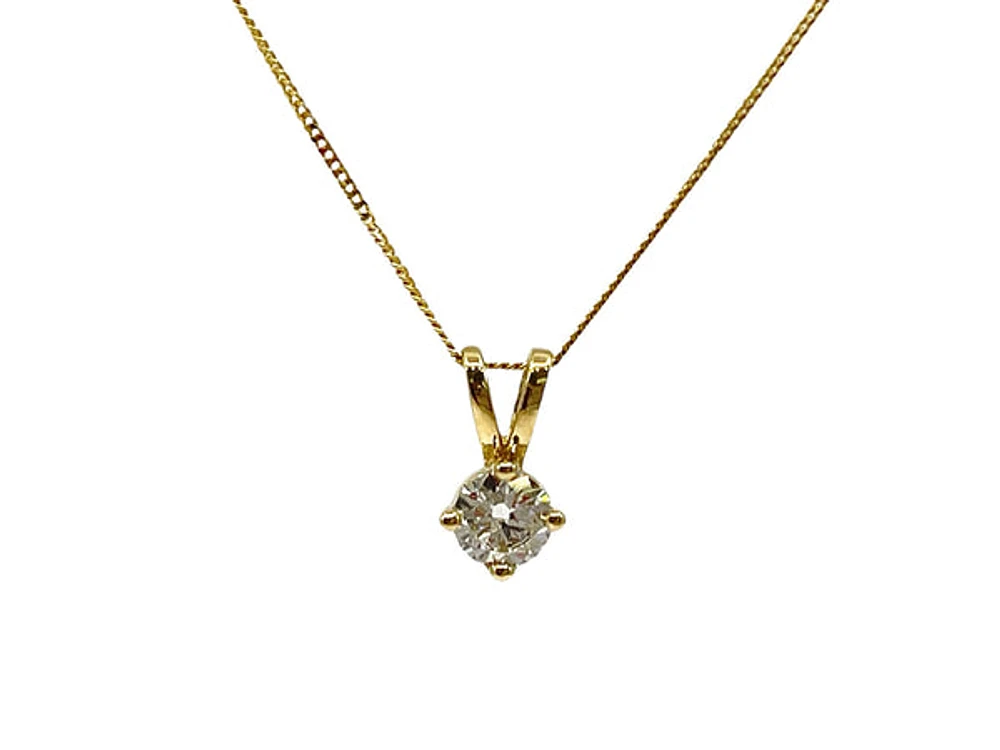14K Yellow Gold 0.25cttw Diamond Solitaire Necklace - 18 Inches