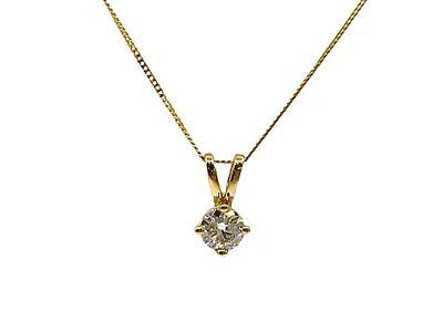 14K Yellow Gold 0.25cttw Diamond Solitaire Necklace - 18 Inches