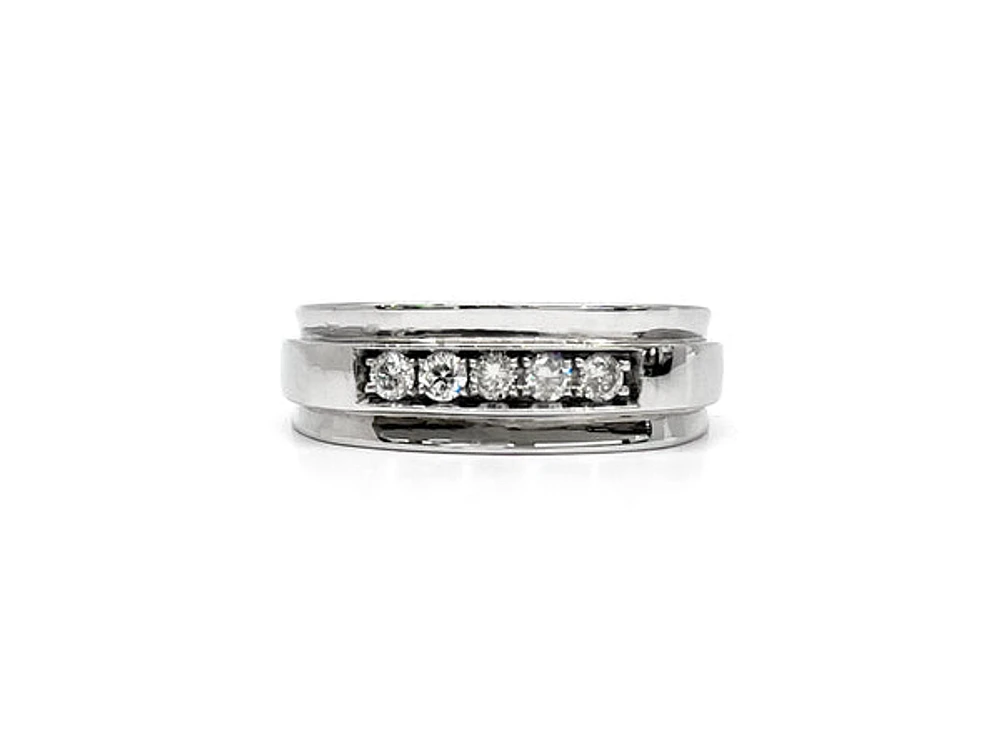 14K White Gold 0.30cttw Diamond Gents Ring, size 10