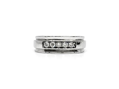 14K White Gold 0.30cttw Diamond Gents Ring, size 10