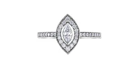 10K White Gold 0.18cttw Marquise Cut Diamond Halo Engagement Ring, size 6.5