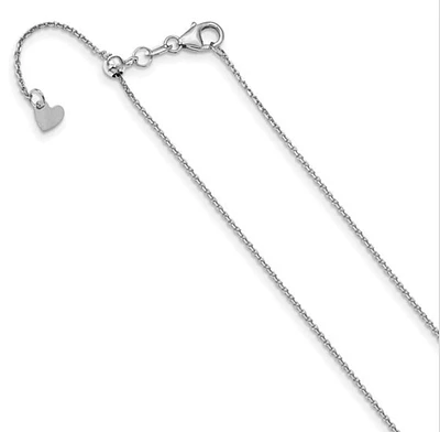 Adjustable 10K Gold Cable Chain 16" - 22" 1.1mm