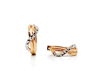 10K Two Tone Rose Gold with White Gold Huggies