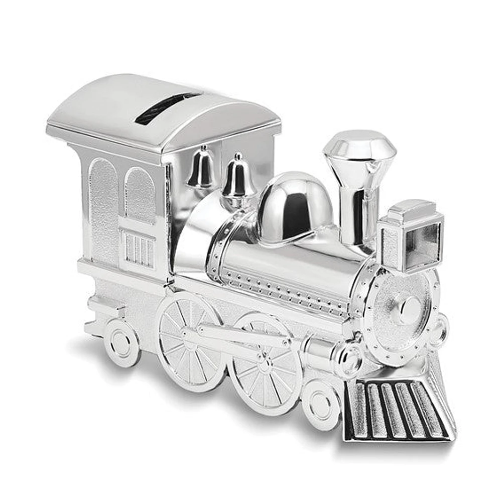 Silver-tone Finish Metal Train Bank