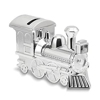 Silver-tone Finish Metal Train Bank