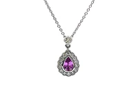 18K White Gold 0.47cttw Pink Sapphire with 0.25cttw Diamond Necklace - 16 Inches