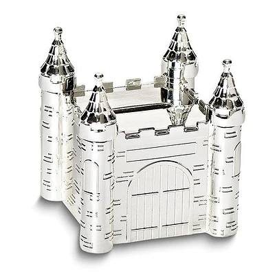 Silver-tone Zinc Alloy Castle Bank
