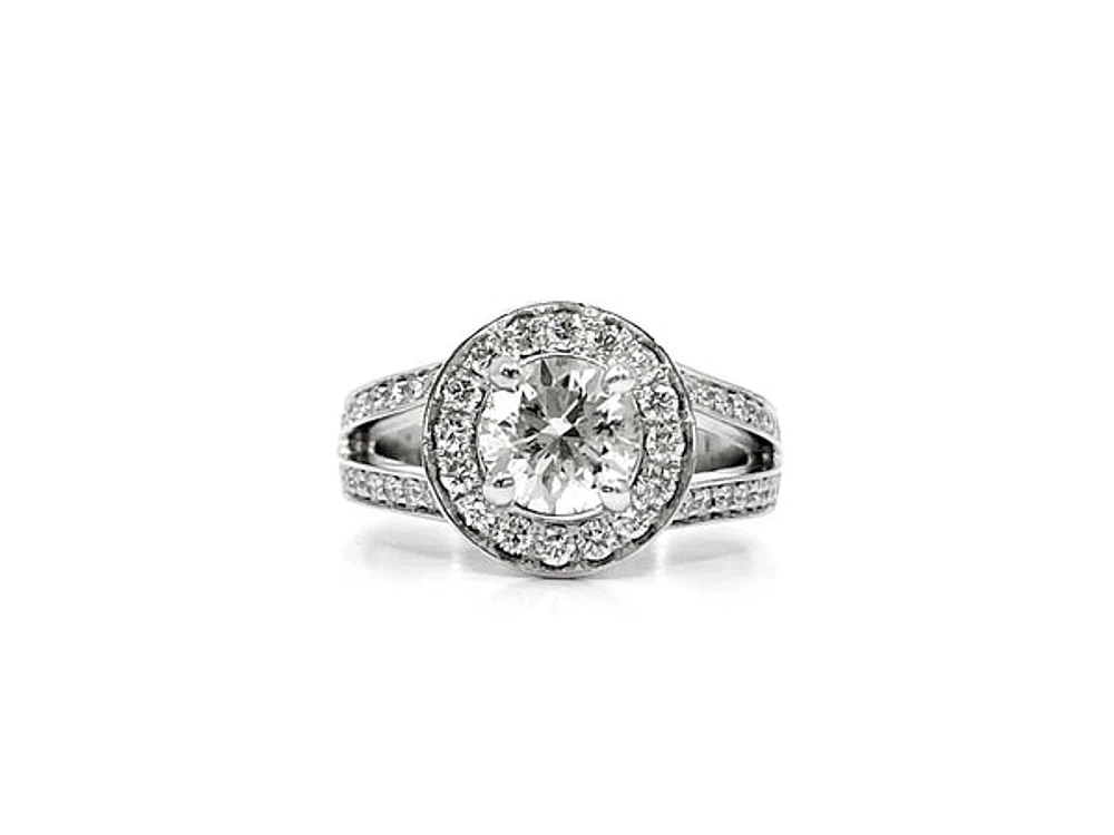14K White Gold 1.57cttw Diamond Engagement Ring, Size 6