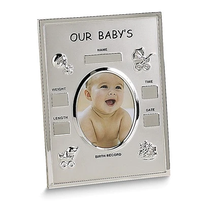 Silver-tone OUR BABY'S BIRTH RECORD 3.5x4.5 Photo Frame