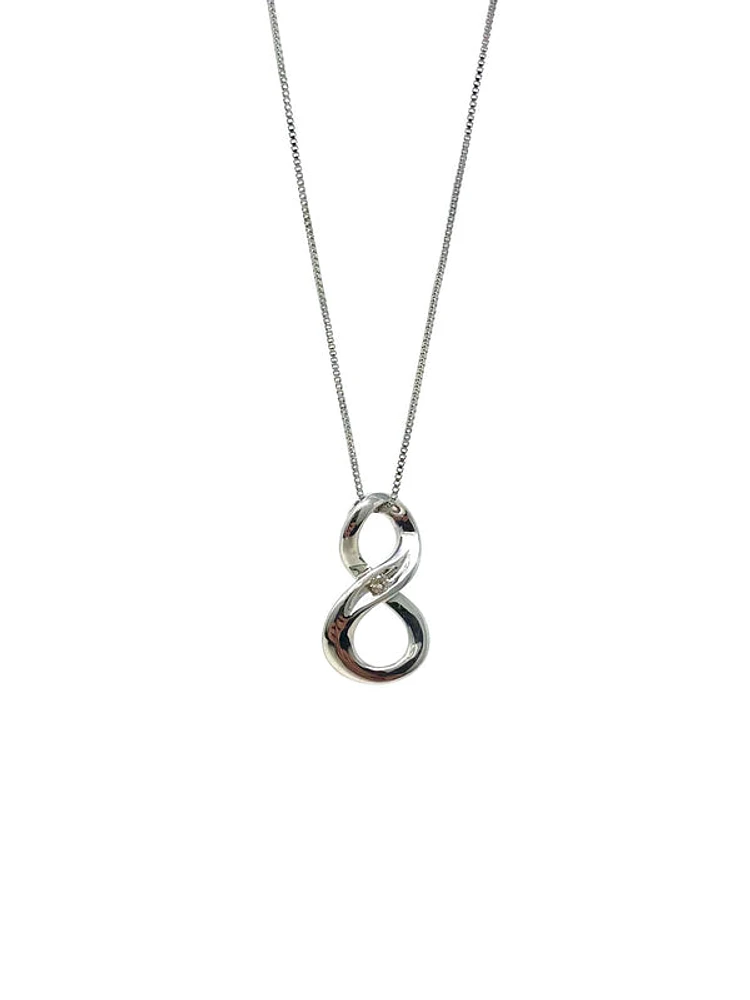 Sterling Silver 0.063cttw Diamond Infinity Necklace, 18"