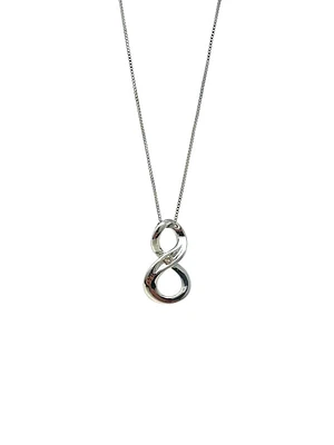 Sterling Silver 0.063cttw Diamond Infinity Necklace, 18"