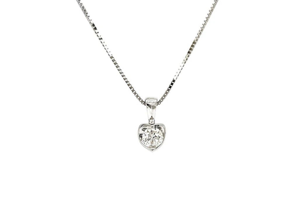 10K White Gold 0.30cttw Canadian Diamond Solitaire Pendant, 18"