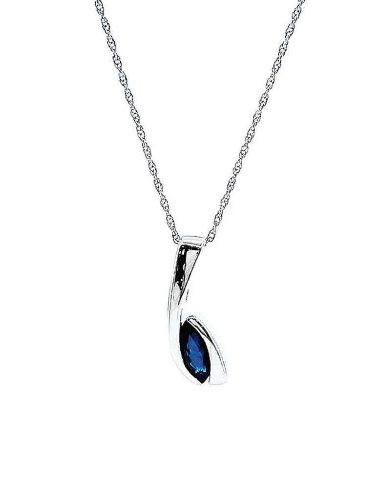 10K White Gold Genuine Sapphire Pendant