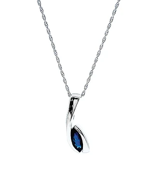 10K White Gold Genuine Sapphire Pendant