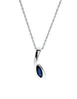 10K White Gold Genuine Sapphire Pendant